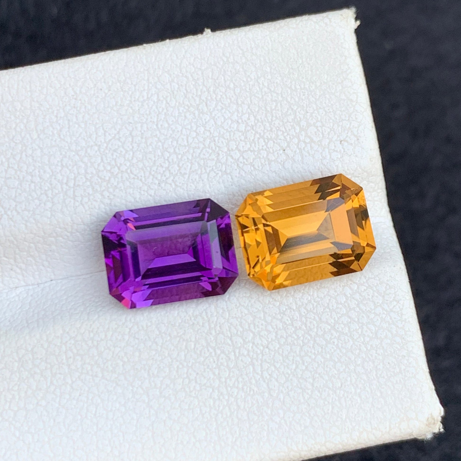 Reverse Amethyst Citrine Gemstone Pair for Earrings