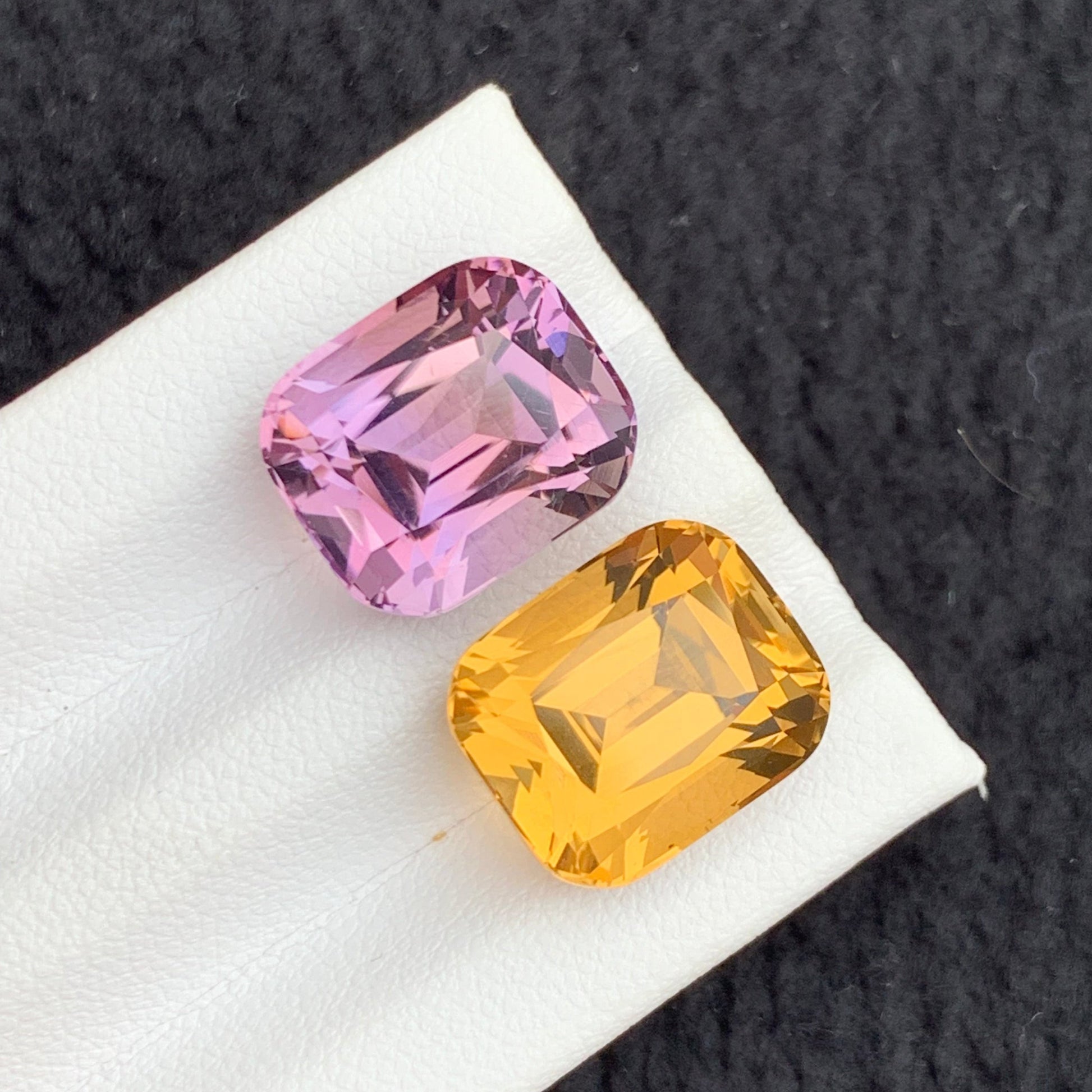Reverse Amethyst Citrine Gemstone Pair for Jewelry Design