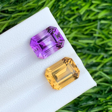 Loose Reverse Pair
Reverse Amethyst Citrine Pair 9.05 Carats Emerald Cut – Onestep Gems USA