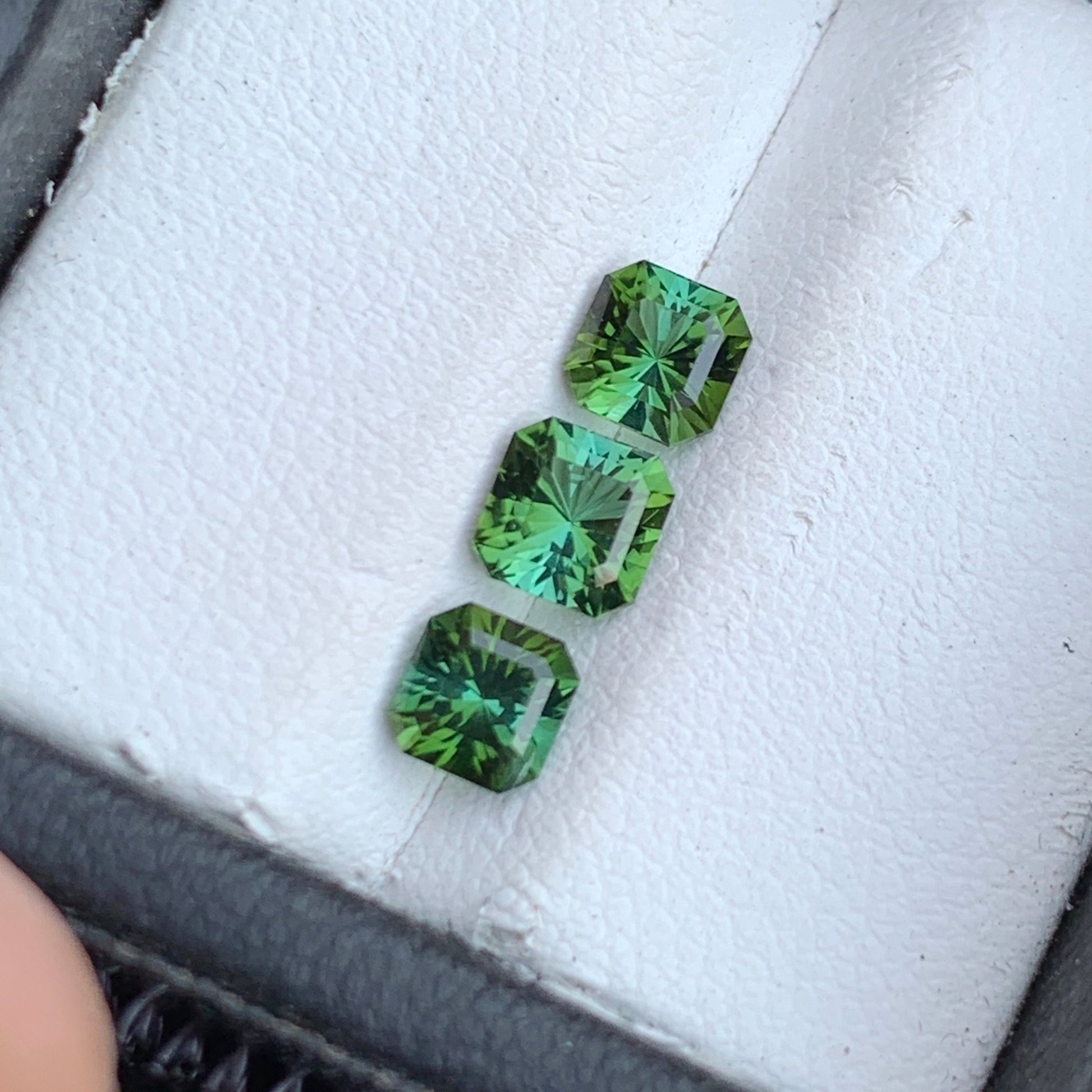 Side-by-Side View of 1.45 Carat Asscher Tourmaline Set