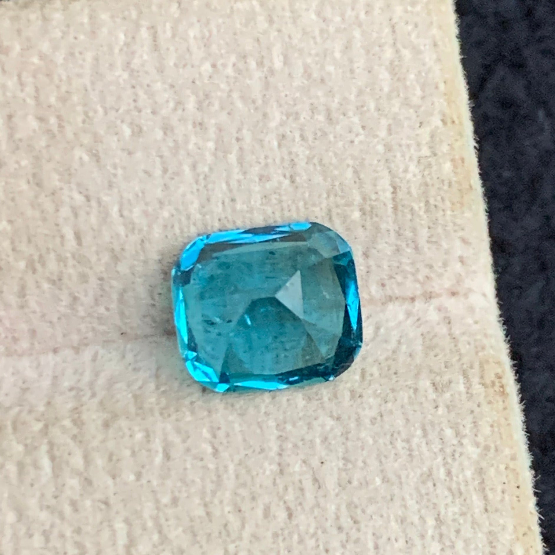 VVS blue tourmaline gemstone 2.25 carat
luxury blue tourmaline cushion cut stone