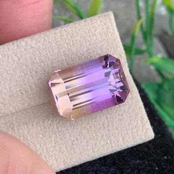 14.17 Carats Unique Faceted Ametrine Gemstone with Stunning Emerald shape from Brazil