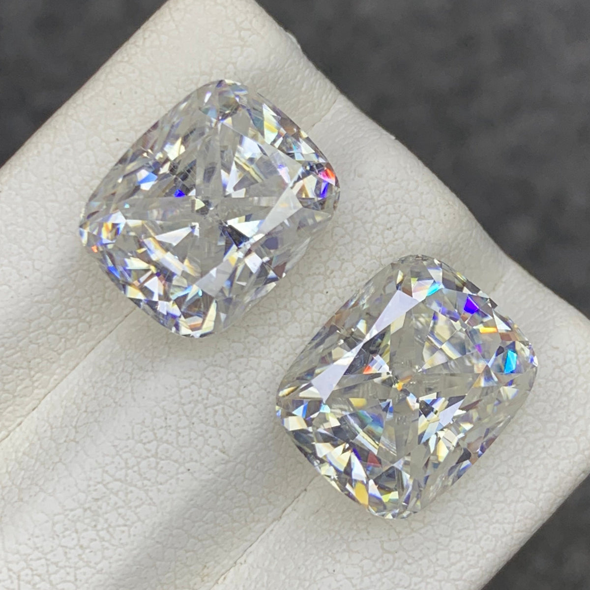 White Moissanite Pair for Earrings
Long Cushion White Moissanite Gemstone Close Up