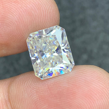  White Moissanite ring
 White Moissanite gift
White moissanite loose stone on white background
Long cushion cut gemstone dimensions 12.04 x 10.01 x 7.16mm
