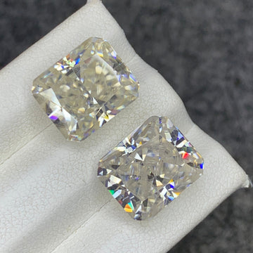 White Moissanite
White Moissanite pair
White Moissanite earrings
White moissanite pair 14.50 carat long cushion cut gemstones
Lab grown moissanite matched pair