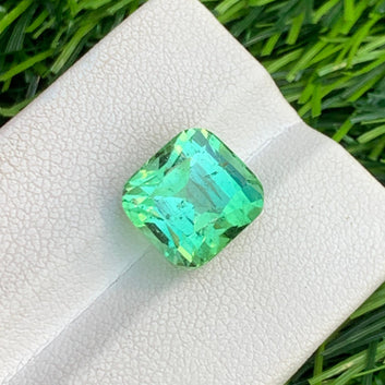 7.40 Carats Apple Green Tourmaline | Mint Green Tourmaline Cushion Cut Gemstone