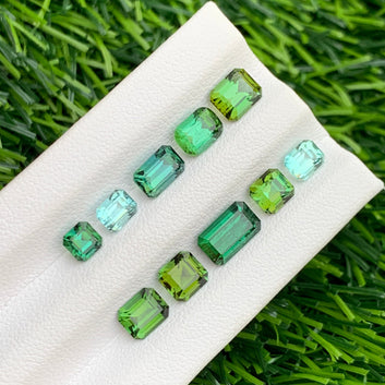 8.30 Carats Natural Faceted Tourmaline Lot – Emerald & Asscher Cut Gemstones for Jewelry | Onestep Gems