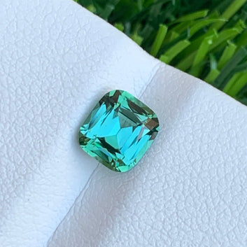 Stunning 1.25 Carat Bluish Green Afghan Tourmaline Gemstone - Natural Cushion Cut