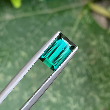 Natural Bluish Green Tourmaline from Afghanistan – Perfect Baguette Cut Gemstone