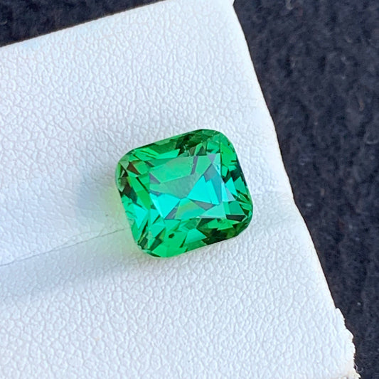 5.05 Carats Bluish Green Tourmaline: Rare Cushion Cut Gemstone with Healing Properties