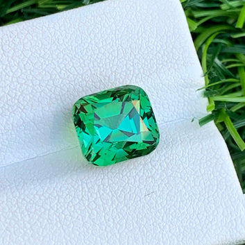 5.05 Carats Bluish Green Tourmaline: Rare Cushion Cut Gemstone with Healing Properties