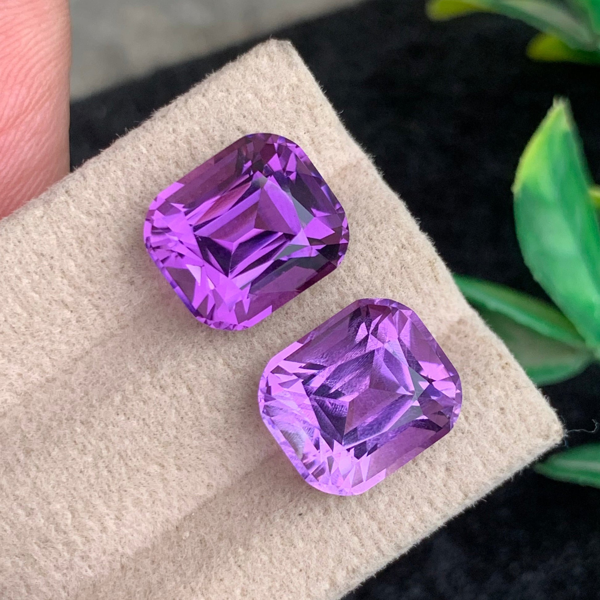 cushion cut amethyst stones matching pair jewelry
pink purple amethyst gemstones high clarity pair