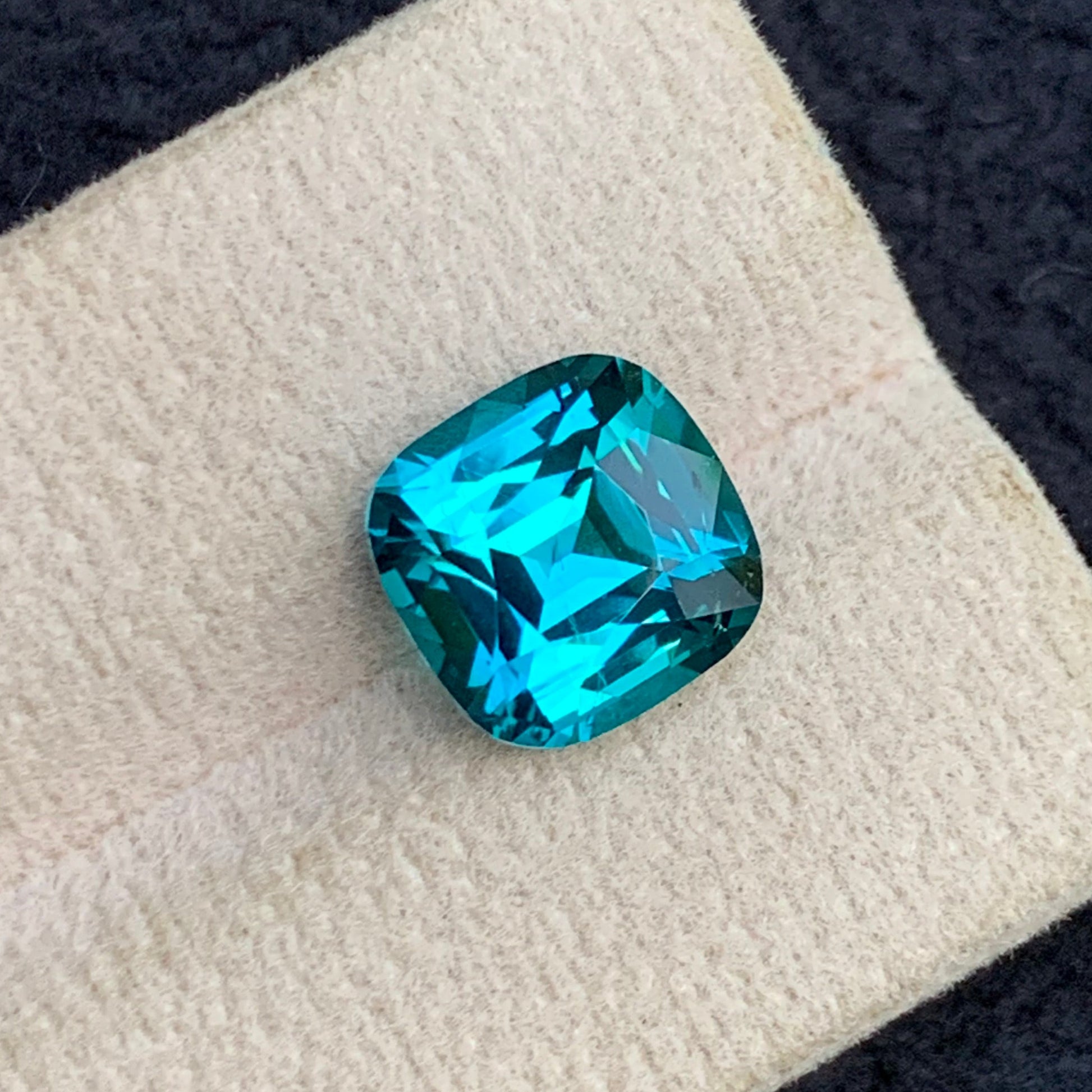  Lagoon Tourmaline ring
 Lagoon Tourmaline necklace
cushion cut neon blue tourmaline from Afghanistan
4.50 carat natural blue green tourmaline gemstone