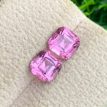 cushion cut pink tourmaline gemstones VVS clarity
matching pink tourmaline pair for earrings