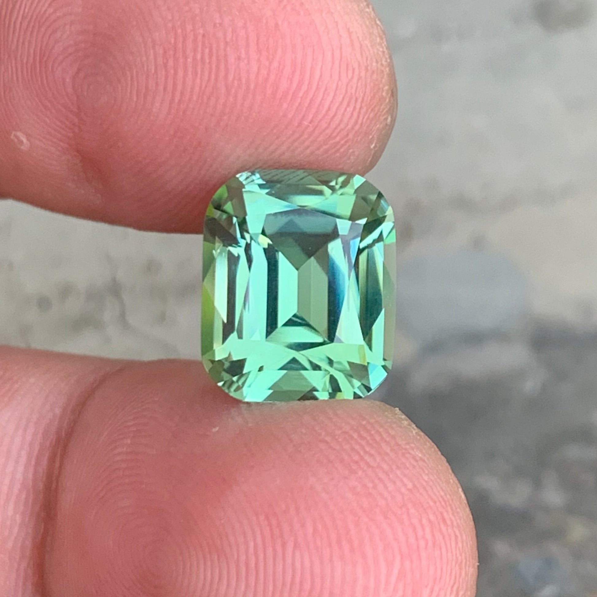 cushion cut apple green tourmaline loose gemstone