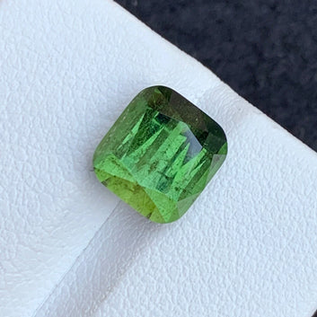 Dark Yellow Green Tourmaline, Cushion Cut - 4.35 Carats Gemstone for Jewelry and Healing