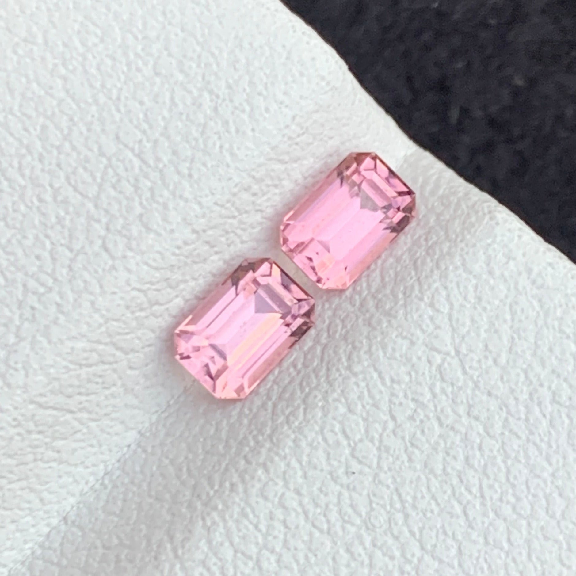 emerald cut pink tourmaline gemstones eye clean clarity