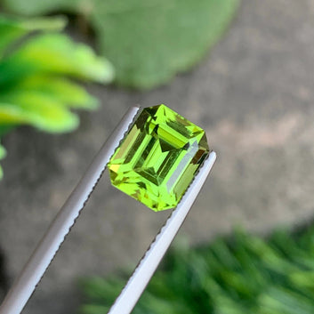 Faceted Green Peridot Gemstone, Asscher Cut 3.15 Carats – A Rare Beauty