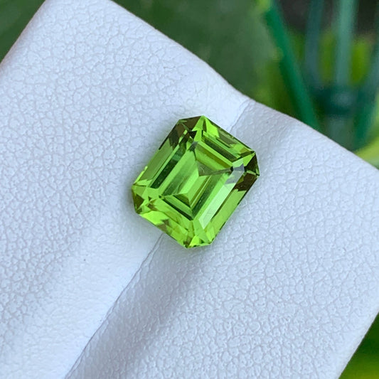 Stunning Faceted Green Peridot Gemstone - Asscher Cut 3.30 Carats | Shop Now