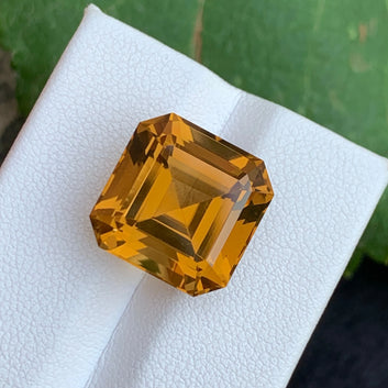 Faceted Honey Citrine from Brazil, Asscher Cut 14.25 Carats – Premium Citrine Gemstone