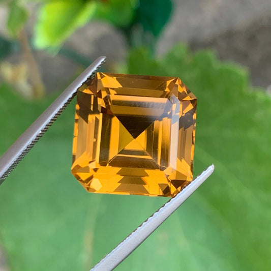 Faceted Honey Citrine from Brazil, Asscher Cut 14.25 Carats – Premium Citrine Gemstone