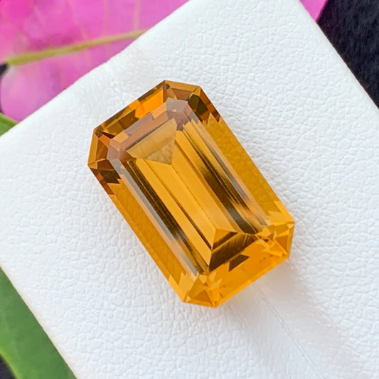 Faceted Honey Citrine from Brazil, Emerald Cut 12.16 Carats – Buy Online