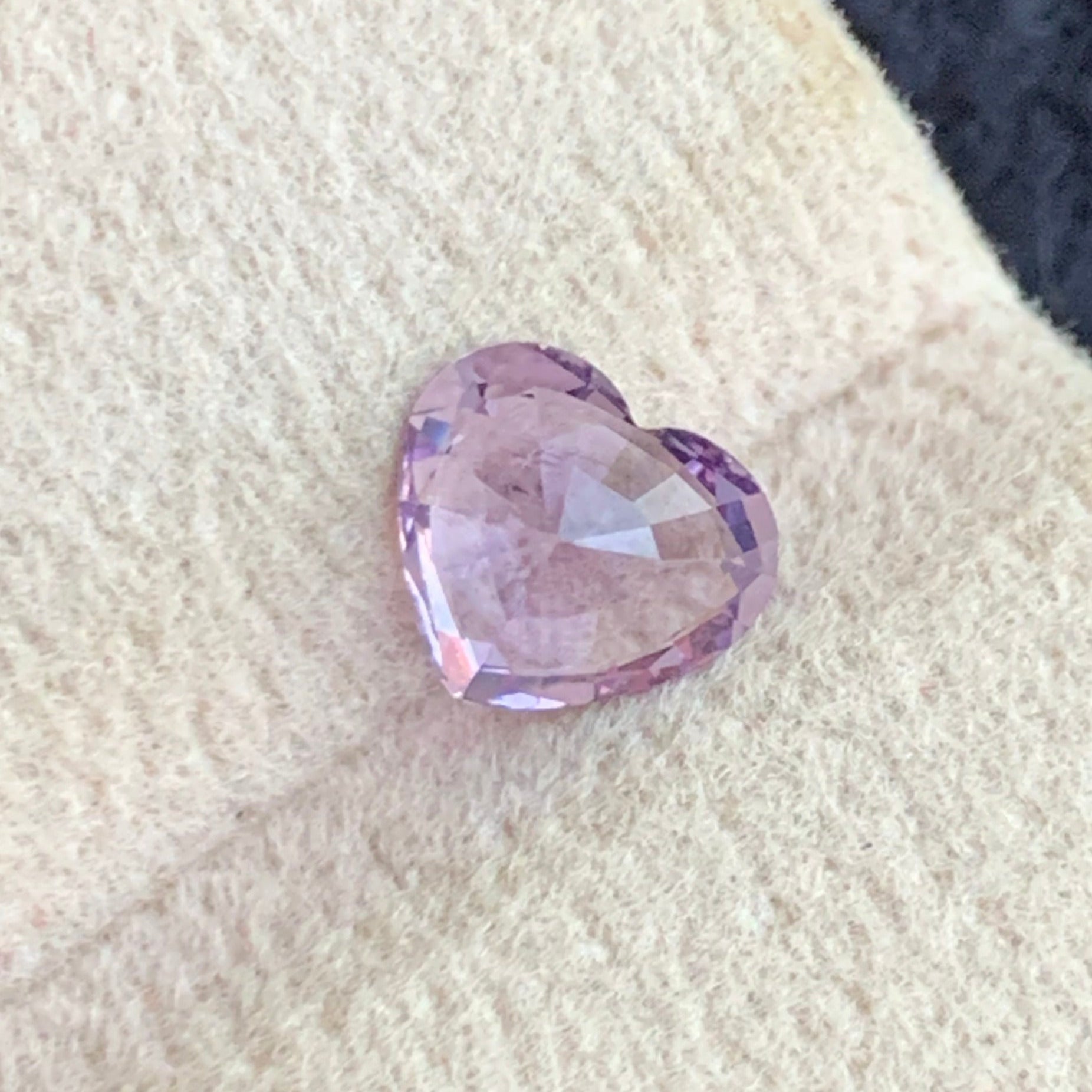 fine pinkish purple spinel close up view
natural heart cut spinel for pendant and ring