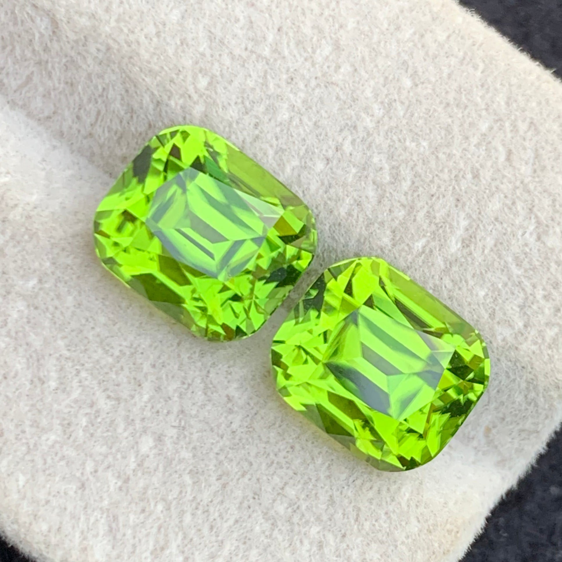 Luxury Peridot Pair
August Birthstone Peridot
Green Cushion Cut Gems