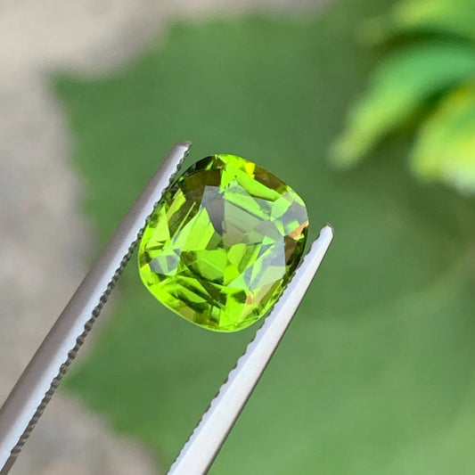 Natural Green Peridot Gemstone – Cushion Cut 3.15 Carats