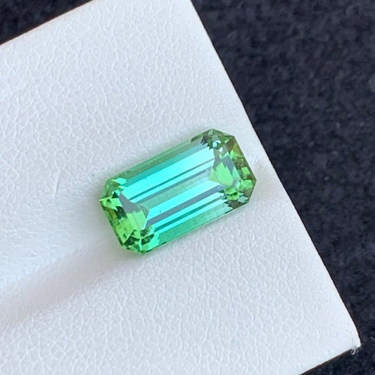 Bluish Green Tourmaline from Afghanistan, Emerald Cut 3.70 Carats