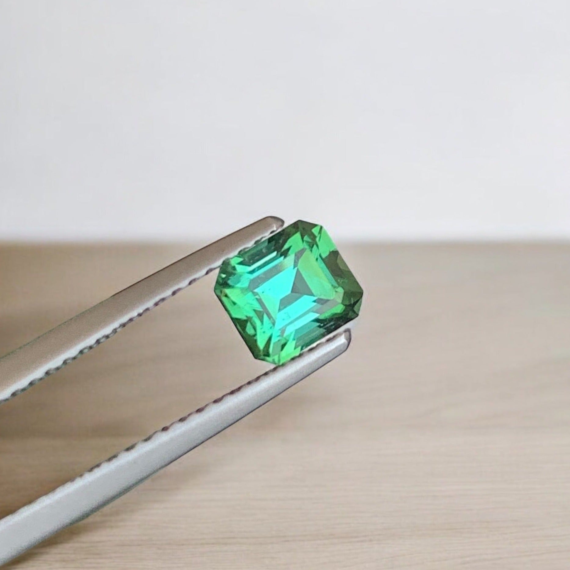 Bluish Green Gemstone
green tourmaline gemstone in Asscher cut 