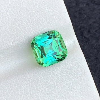 Loose Apple Green Tourmaline Gemstone – Cushion Cut, 3.25 Carats, VVS Clarity