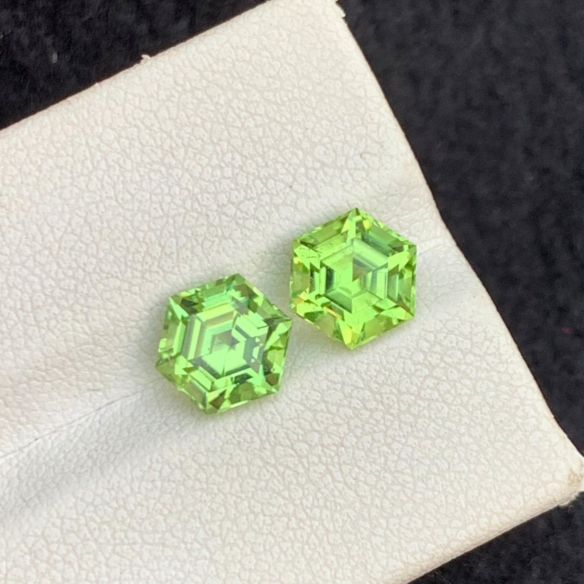 Green Peridot Pair
hexagonal peridot gemstones for earrings"