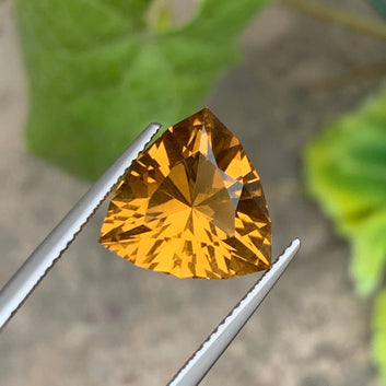 Natural Honey Brazil Citrine, Fancy Triangular Cut 6.15 Cts