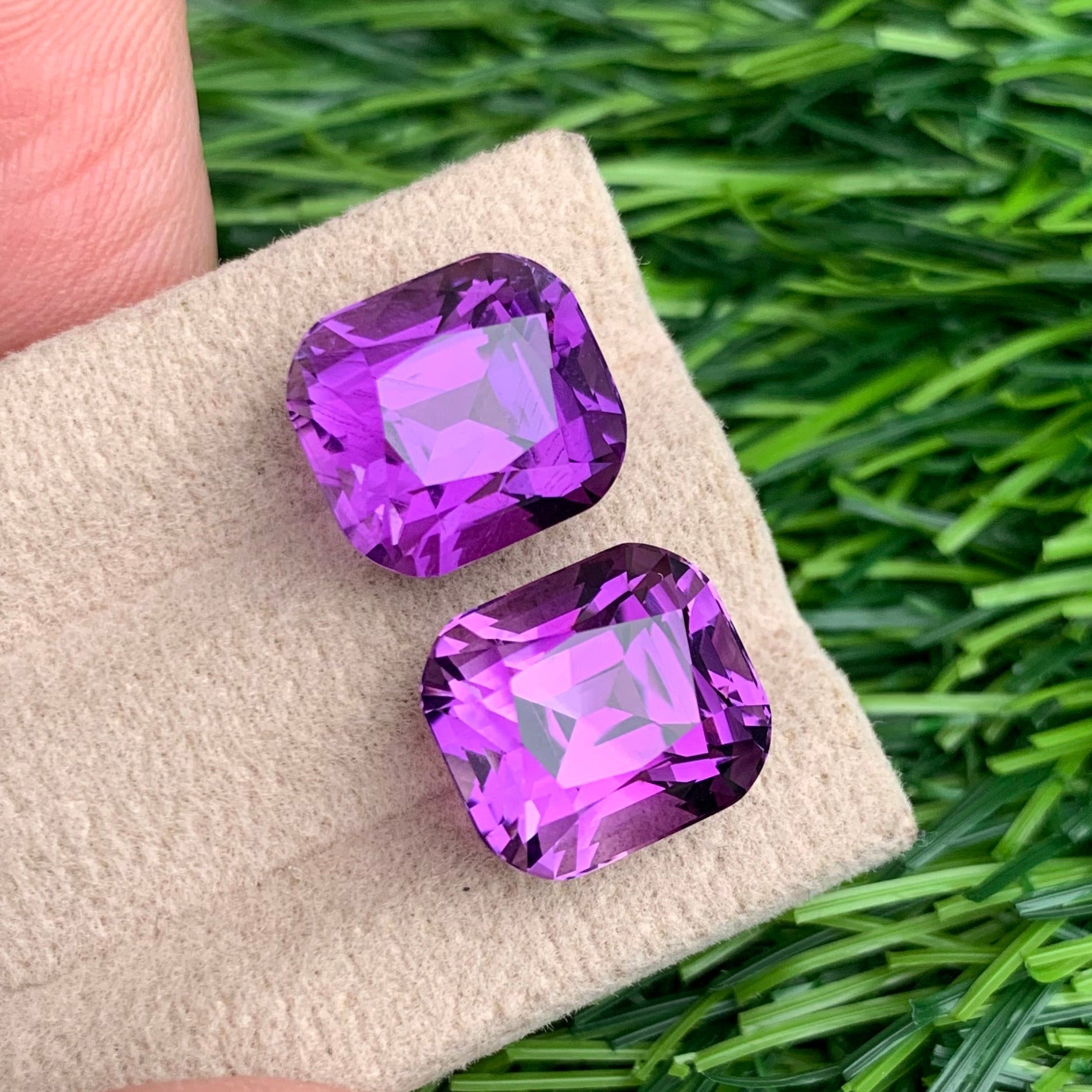 luxury amethyst gemstone pair for custom jewelry
loose amethyst pair cushion shape gemstones