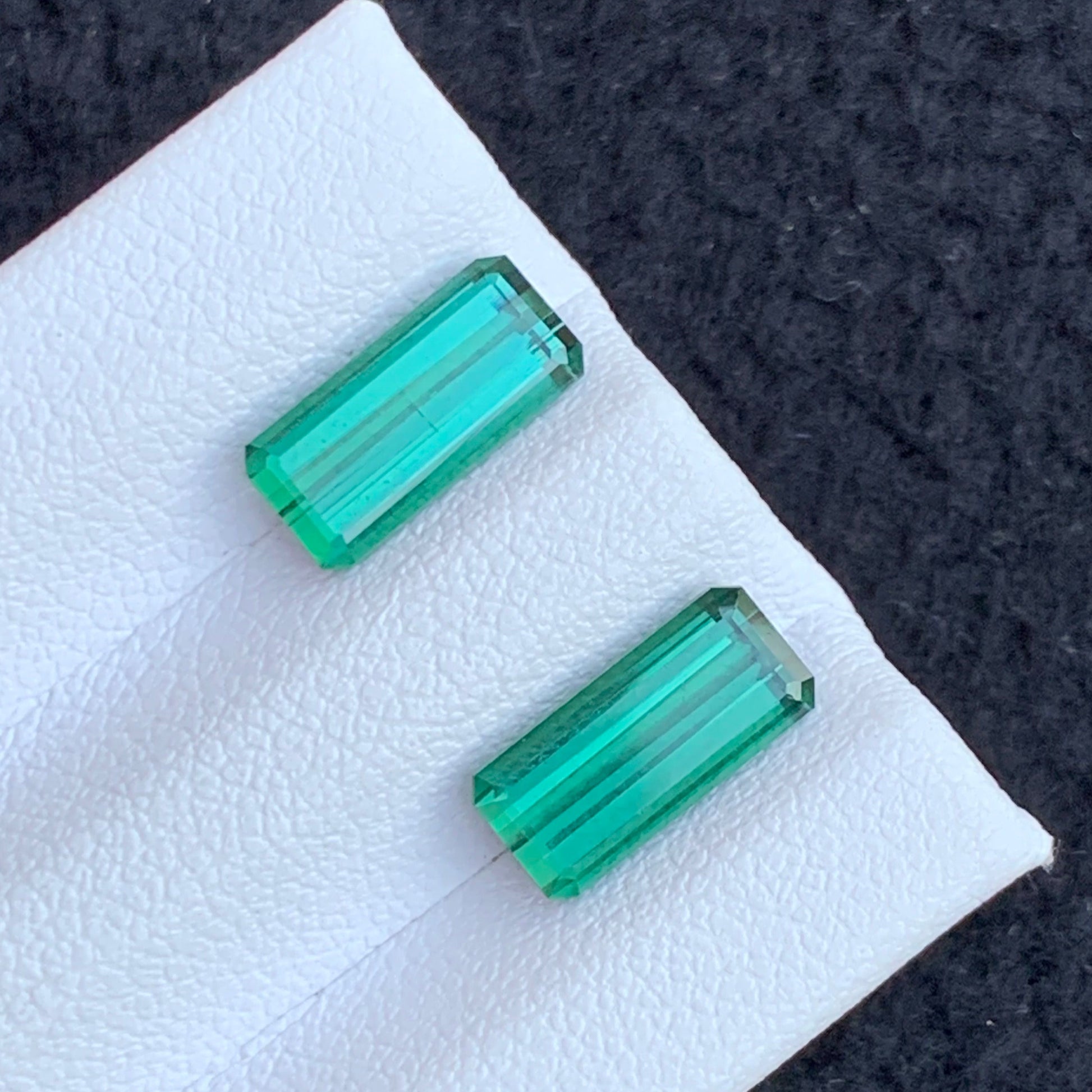 Green Gemstone Pair
emerald cut tourmaline pair

mint green tourmaline for earrings

eye clean green tourmaline pair