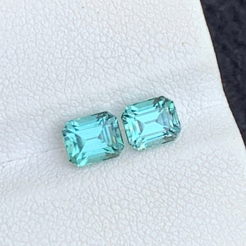 1.45 Carat Mint Green Tourmaline Pair – Natural Emerald Cut VVS Gems for Earrings