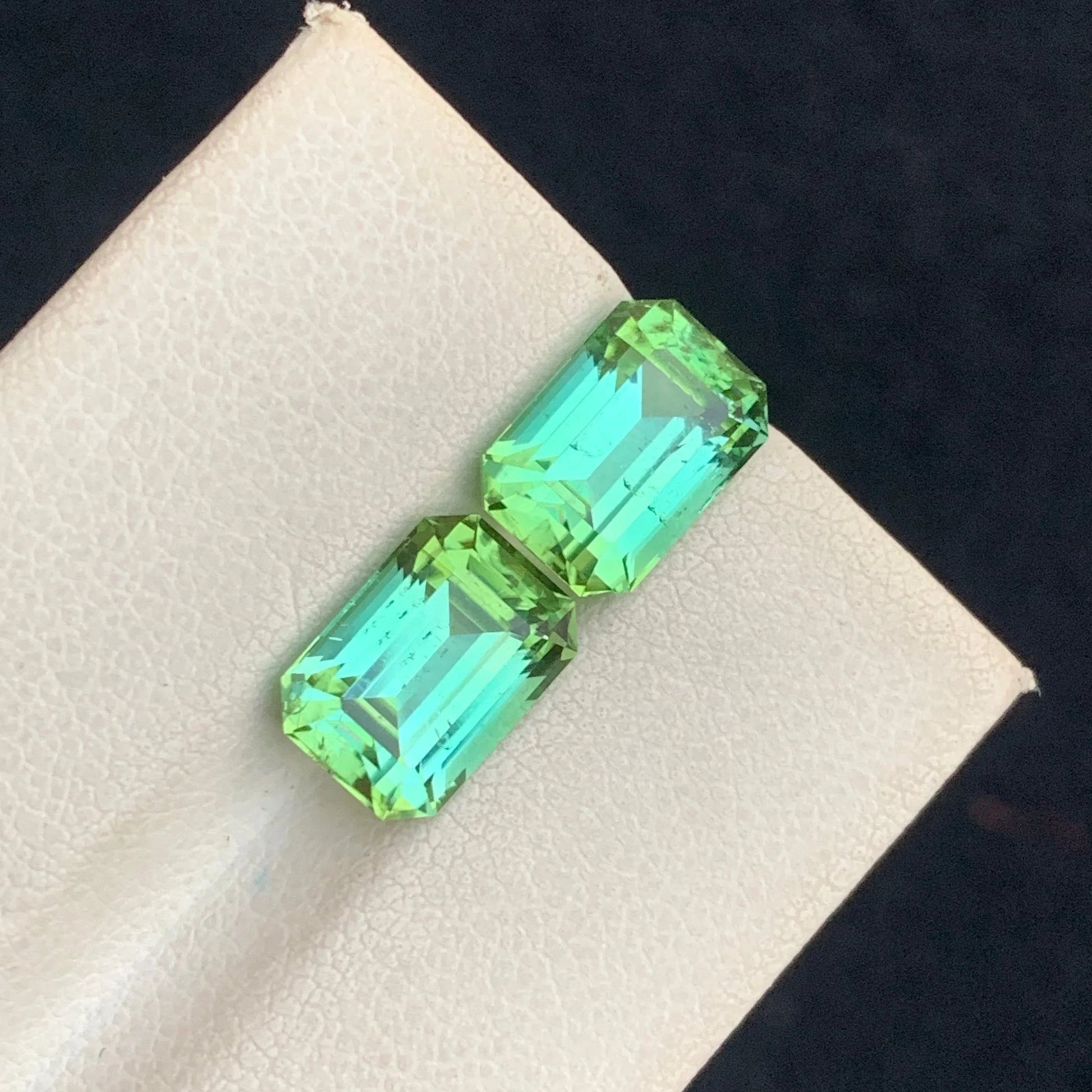 mint green tourmaline pair diamond ring
