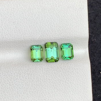 Mint Green Tourmaline Ring Set – 1.85 Carat Emerald Cut Gemstone Jewelry