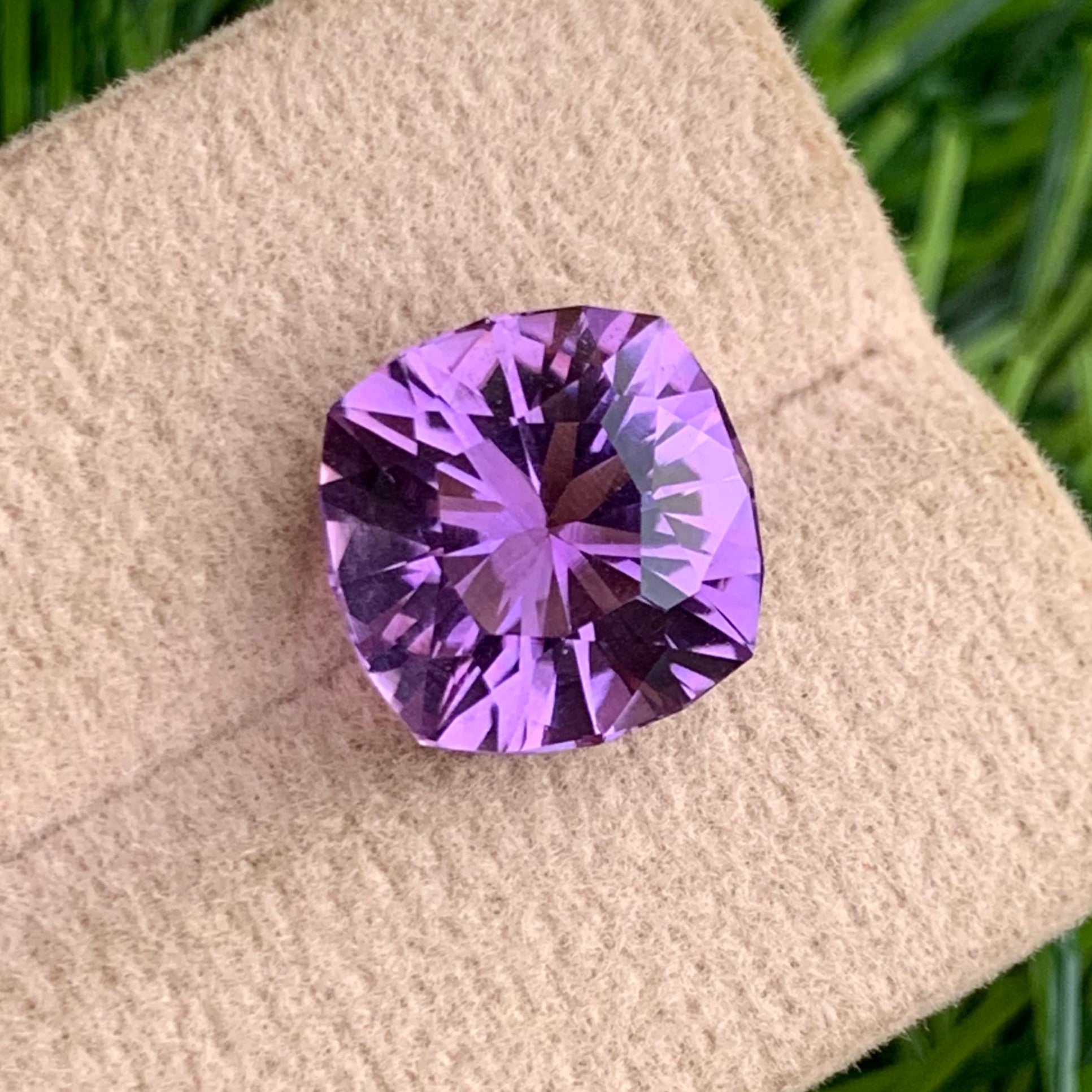 natural Brazilian amethyst pink purple
loupe clean amethyst gemstone cushion cut