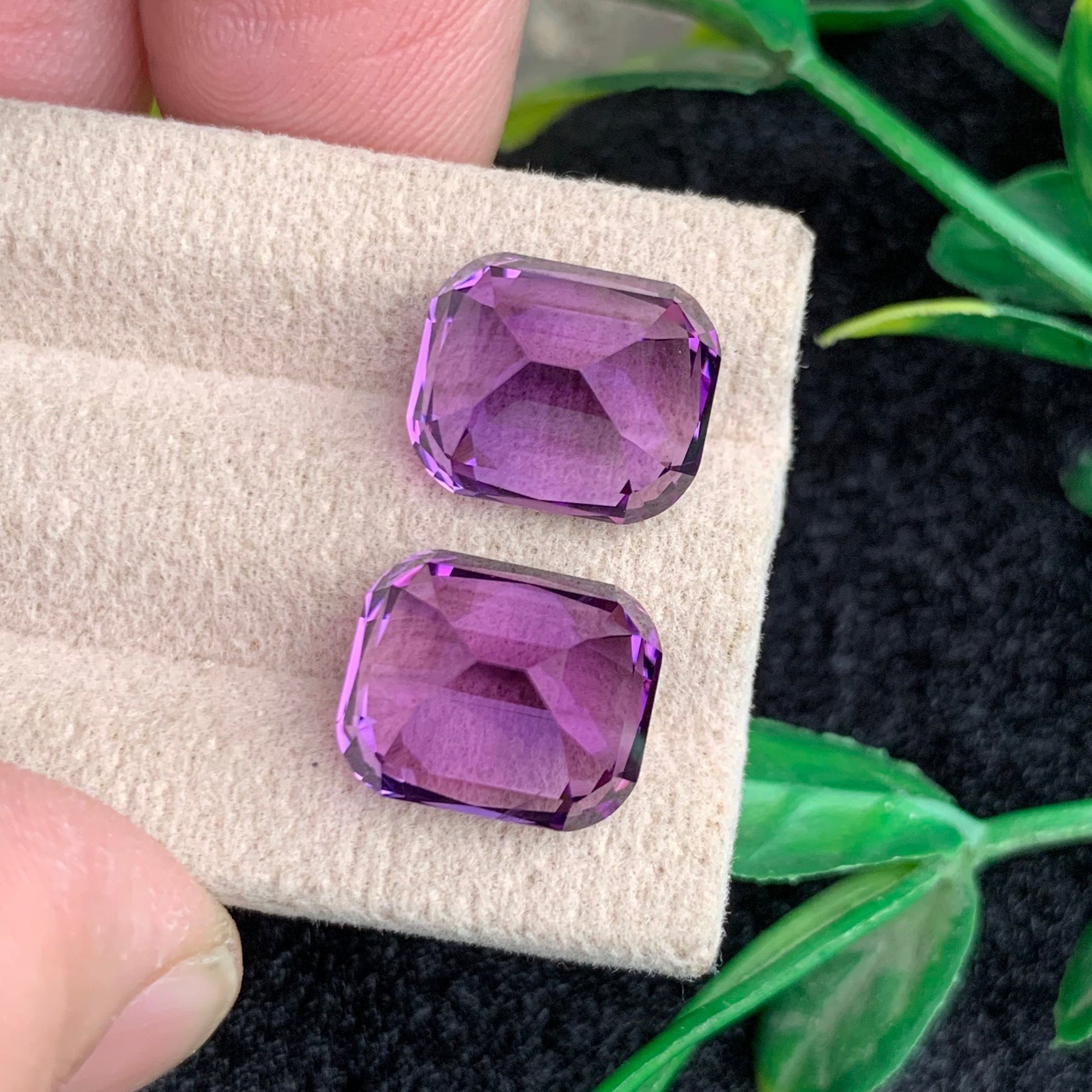 natural amethyst matching pair for jewelry design
loose amethyst gemstone pair pink purple tone