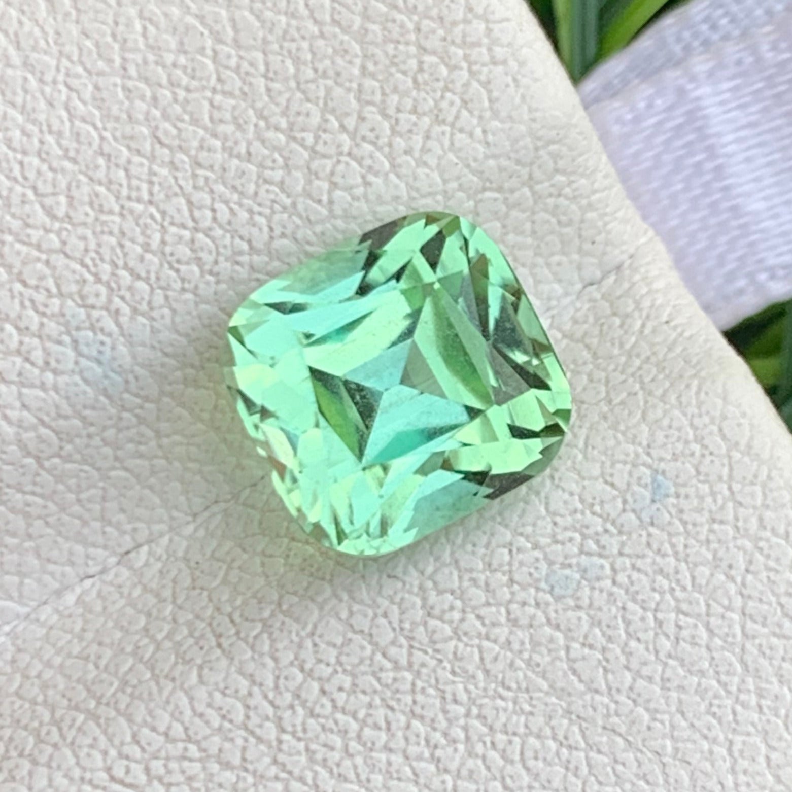 natural cushion cut tourmaline close up
green tourmaline gemstone vvs clarity