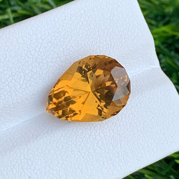 Natural Honey Citrine from Brazil – Stunning Pear Cut 8.30 Cts Gemstone