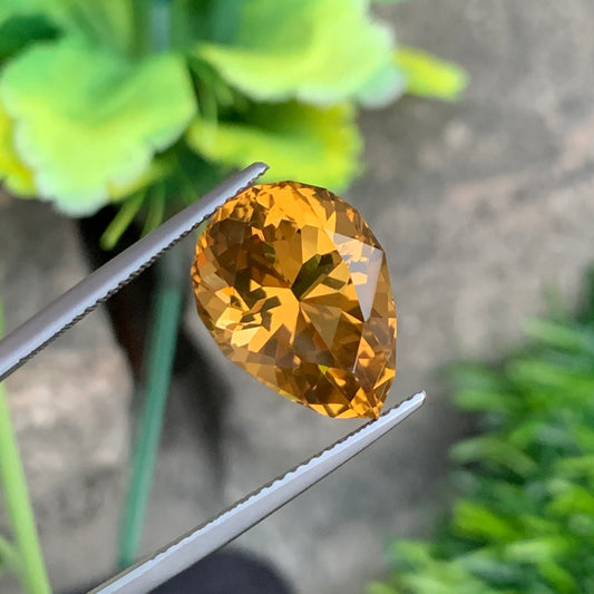 Natural Honey Citrine from Brazil – Stunning Pear Cut 8.30 Cts Gemstone