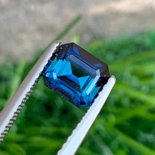 Natural Ink Blue Afghan Tourmaline, Emerald Cut 0.80 Carats – Rare Gemstone