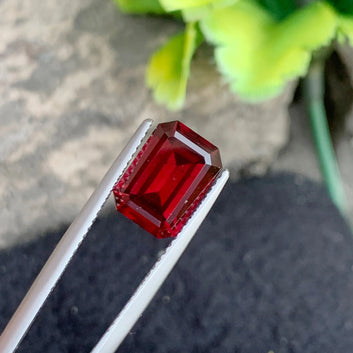 Natural Rhodolite Garnet, 4.20 Cts Emerald Cut Gemstone – Eye-Clean and Untreated from Madagascar