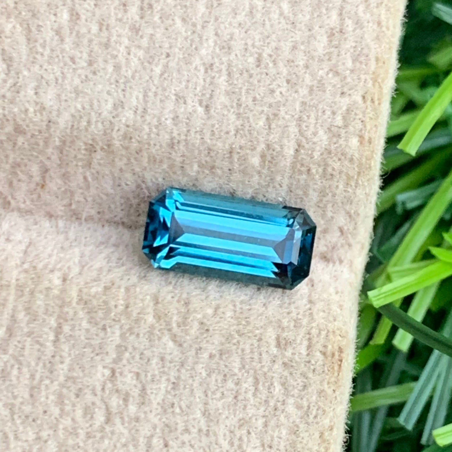 natural untreated blue tourmaline gemstone macro view