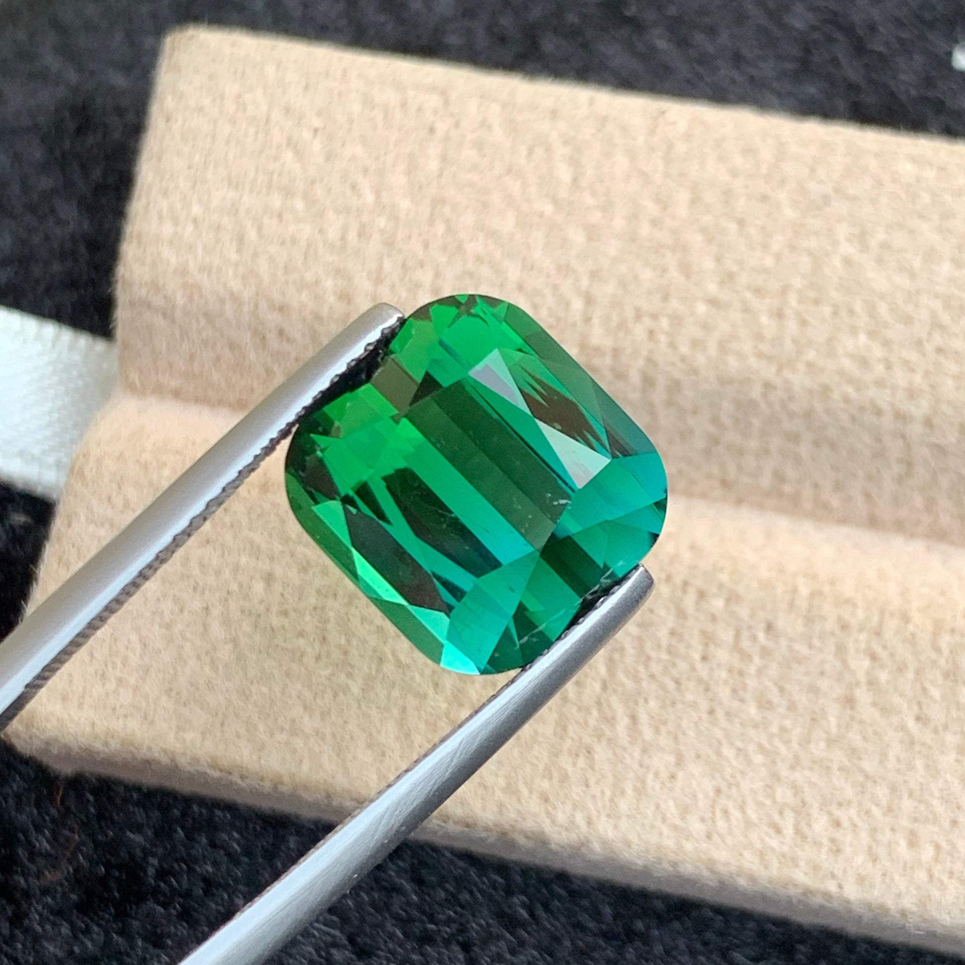 Bluish Green Tourmaline jewelry
natural untreated tourmaline stone
collector bluish green tourmaline
cushion cut gemstone tourmaline close up