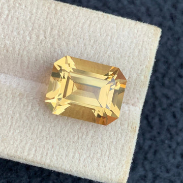 natural yellow citrine 8.45 carat emerald cut gemstone
