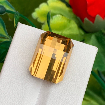 Brilliance of Natural Yellow Citrine - 18.60 Cts Pixel Cut Gemstone from Brazil